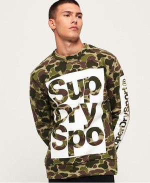 Superdry Combat Boxer Crew Férfi Pulóver Camo/Narancssárga | ANFHG1285